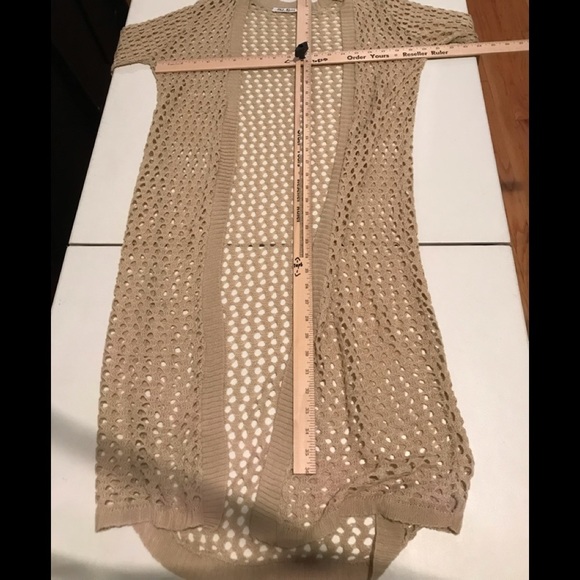 Say What size Medium Ivory crochet open front duster 3/4 length - Picture 5 of 14